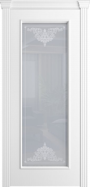 Дверь межкомнатная Порта Алекс Модерн5 Белоснежная эмаль, стекло ажур светлое