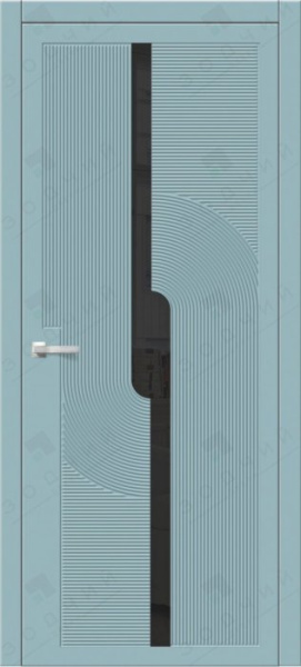 Дверь межкомнатная ЗОДЧИЙ УНИКА 1 ПО Софт голубой оргстекло черное