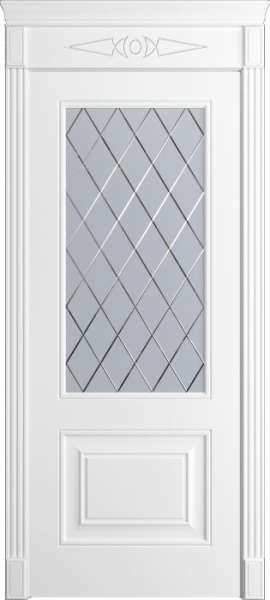 Дверь межкомнатная Порта Алекс Нео 11 Белоснежная эмаль, стекло готика