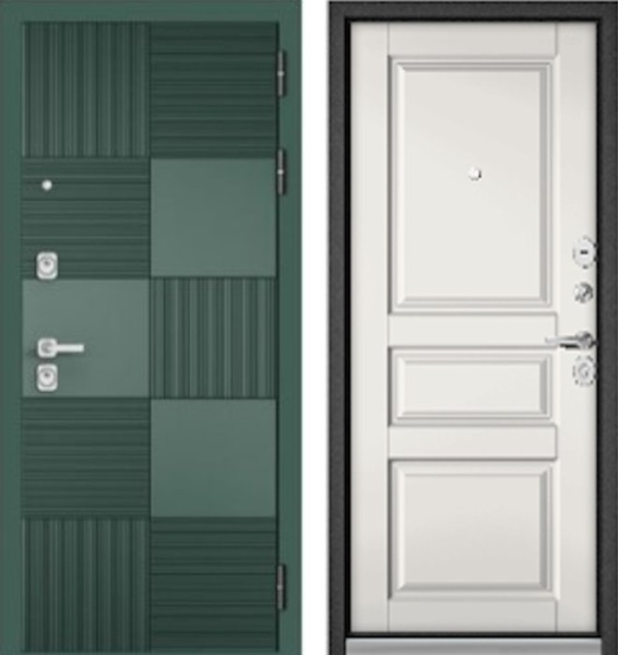 Входная дверь МАСТИНО CITY PRIME 173 Авокадо / AV-D-2 Белый софт