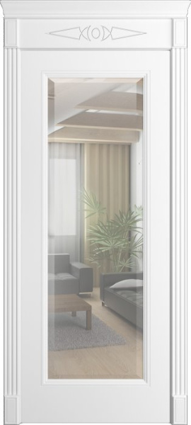 Дверь межкомнатная Порта Алекс Нео 1 Белоснежная эмаль, стекло зеркало