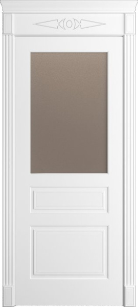 Дверь межкомнатная Порта Алекс Нео 9 Белоснежная эмаль, стекло сатин бронза