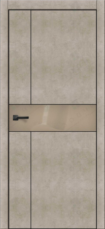 Дверь межкомнатная ЗОДЧИЙ МЕГАПОЛИС В30 ПО Бетон бежевый вставка лакобель бронза