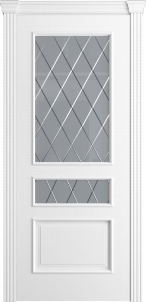 Дверь межкомнатная Порта Алекс Модерн2 Белоснежная эмаль, стекло готика светлое