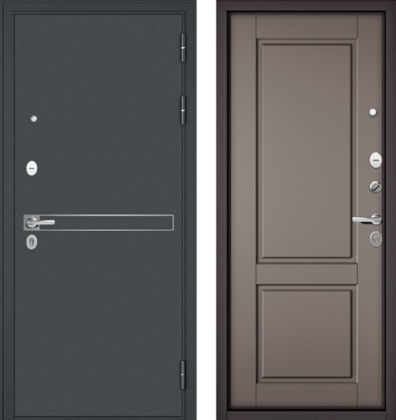 Входная дверь МАСТИНО TRUST MASS 4 Черный муар металлик / D-1 Эмаль капучино