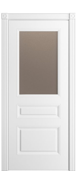 Дверь межкомнатная Порта Алекс Нео3 Белоснежная эмаль, стекло сатин бронза