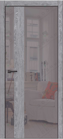 Дверь межкомнатная ЗОДЧИЙ МЕГАПОЛИС В2 ПЗ Астана грей вставка зеркальная