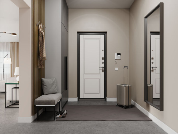 Дверь входная ТРАСТ ЭКО MP, Антрацит букле RL-1 / МДФ Дуб белый скандинавский 9ED-1, 2050*960*90 мм, ПРАВАЯ