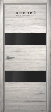 Дверь межкомнатная ЗОДЧИЙ МЕГАПОЛИС Г2 Широкие ПО Дуб белый винтажный вставки лакобель черная