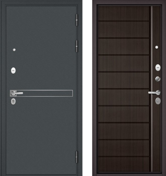 Входная дверь МАСТИНО TRUST MASS 4 Черный муар металлик / 136 Шоколад ларче