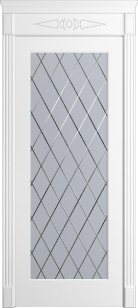 Дверь межкомнатная Порта Алекс Нео 7 Белоснежная эмаль, стекло готика