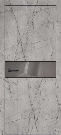 Дверь межкомнатная ЗОДЧИЙ МЕГАПОЛИС В30 ПЗ Мрамор серый вставка зеркальная