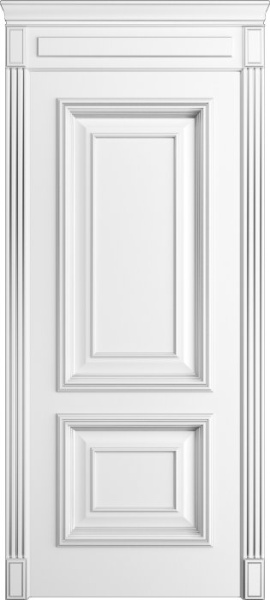 Дверь межкомнатная Порта Алекс КЛАССИКА 10 Белоснежная патина серебро эмаль