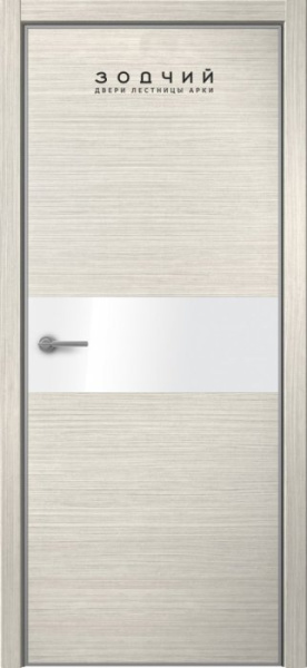 Дверь межкомнатная ЗОДЧИЙ МЕГАПОЛИС Г1 ПО Вяз светлый горизонт вставка Лакобель светлая