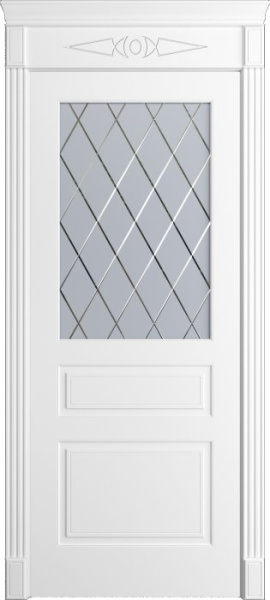 Дверь межкомнатная Порта Алекс Нео 9 Белоснежная эмаль, стекло готика