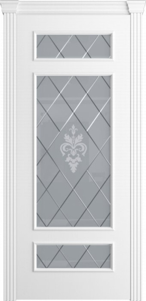 Дверь межкомнатная Порта Алекс Модерн4 Белоснежная эмаль, стекло софия светлое