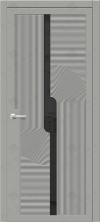 Дверь межкомнатная ЗОДЧИЙ УНИКА 1 ПО Софт грей оргстекло черное