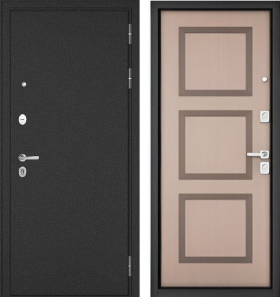 Входная дверь МАСТИНО TRUST MASS Металл Букле графит / 192 Дуб кофейный матовый