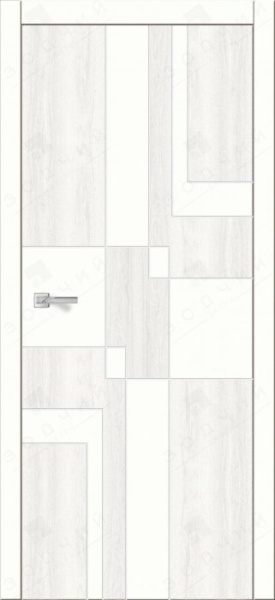 Дверь межкомнатная ЗОДЧИЙ АВЕНЮ 31 ПГ Шагрень молочная вставка текстура дерева с одной стороны