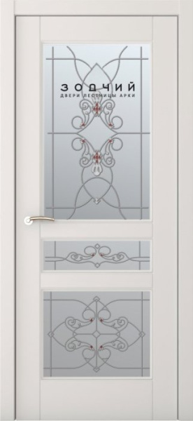 Дверь межкомнатная ЗОДЧИЙ АФРОДИТА 3 ПВХ ПО Шагрень айриш стекло светлое матированное