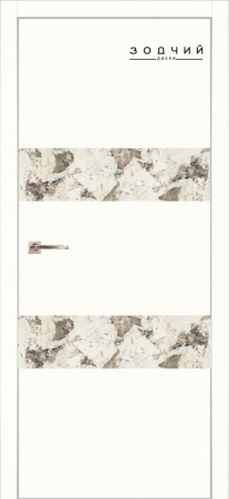 Дверь межкомнатная ЗОДЧИЙ МЕГАПОЛИС Г2 Широкие ПГ Шагрень молочная вставки Мрамор