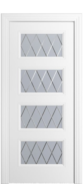 Дверь межкомнатная Порта Алекс Нео 5 Белоснежная эмаль, стекло готика
