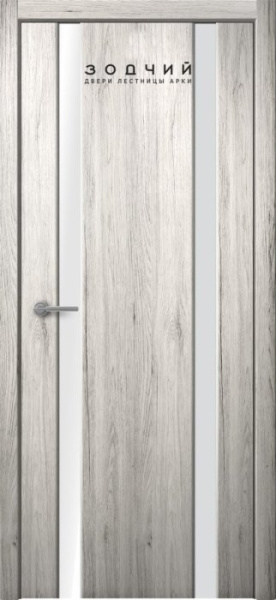 Дверь межкомнатная ЗОДЧИЙ СТИЛЬ 2 ПО Дуб белый винтажный стекло триплекс белый