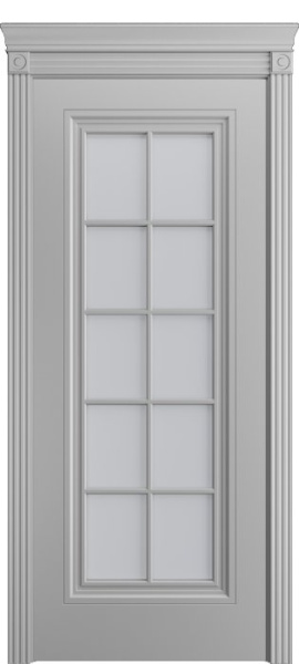 Дверь межкомнатная Порта Алекс Премиум 4 Светло-серая эмаль, стекло сатин светлый