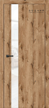 Дверь межкомнатная ЗОДЧИЙ СИТИ В5 ПО Дуб канадский стекло Лакобель белый