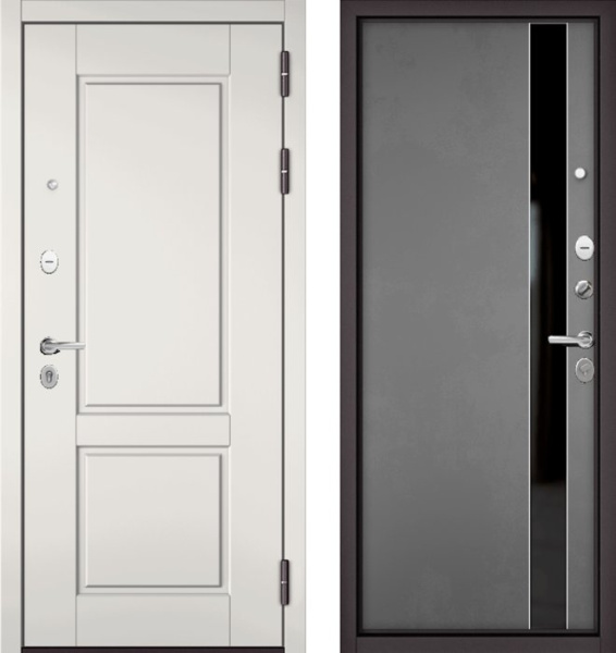 Входная дверь МАСТИНО TRUST MASS 1 Белый матовый / Si-3 Оскуро Велютто + Lakobel Black