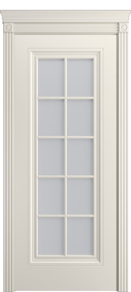 Дверь межкомнатная Порта Алекс Премиум 4 Бежевая эмаль, стекло сатин светлый