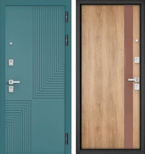 Входная дверь МАСТИНО CITY PRIME 195 Верде / Si-3 Дуб шале натуральный + Matelac Silver Bronze