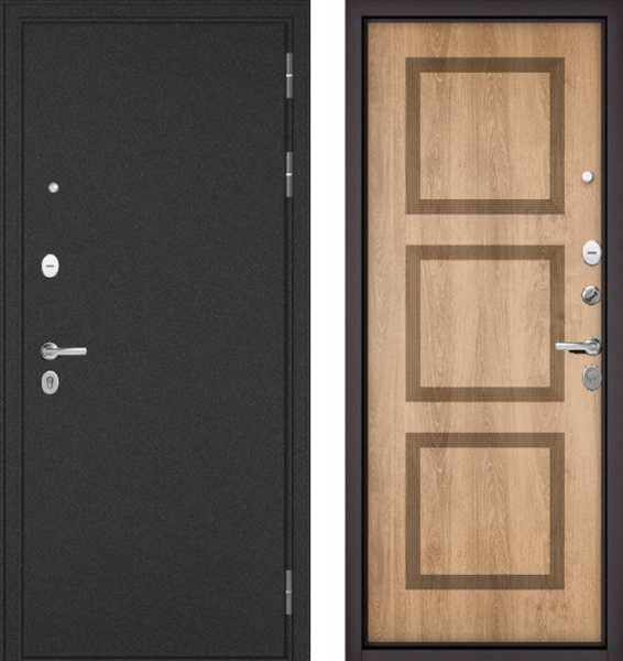 Входная дверь МАСТИНО TRUST MASS Металл Букле графит / 192 Дуб шале натуральный