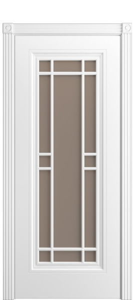 Дверь межкомнатная Порта Алекс Премиум 5 Белоснежная эмаль, стекло сатин бронза