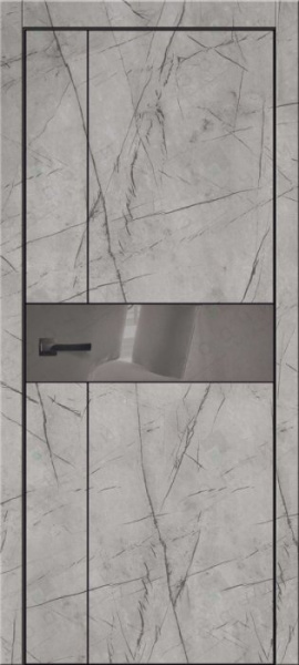 Дверь межкомнатная ЗОДЧИЙ МЕГАПОЛИС В30 ПЗ Мрамор серый вставка зеркальная