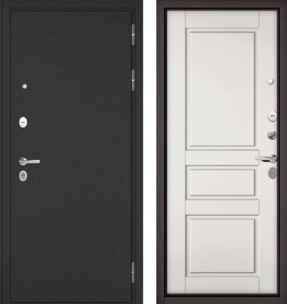 Входная дверь МАСТИНО TRUST MASS Металл Букле графит / D-2 Белый софт