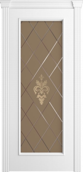 Дверь межкомнатная Порта Алекс Модерн5 Белоснежная эмаль, стекло софия бронза