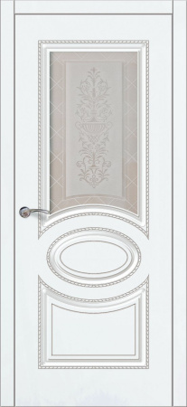 Дверь межкомнатная ЗОДЧИЙ ПАТРИСИЯ 3 ПАТИНА ЧЕРНАЯ ПО Софт тальк стекло мателюкс бронза