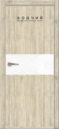 Дверь межкомнатная ЗОДЧИЙ МЕГАПОЛИС Г20 ПГ Вяз перламутр вставка МДФ Бетон белый