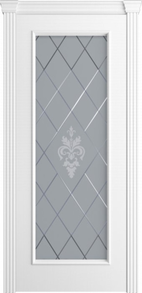 Дверь межкомнатная Порта Алекс Модерн5 Белоснежная эмаль, стекло софия светлое