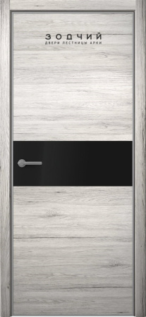 Дверь межкомнатная ЗОДЧИЙ МЕГАПОЛИС Г1 ПО Дуб белый винтажный вставка лакобель черная