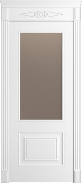 Дверь межкомнатная Порта Алекс Нео 11 Белоснежная эмаль, стекло сатин бронза