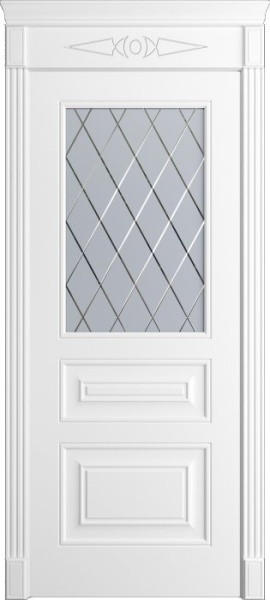 Дверь межкомнатная Порта Алекс Нео 12 Белоснежная эмаль, стекло готика