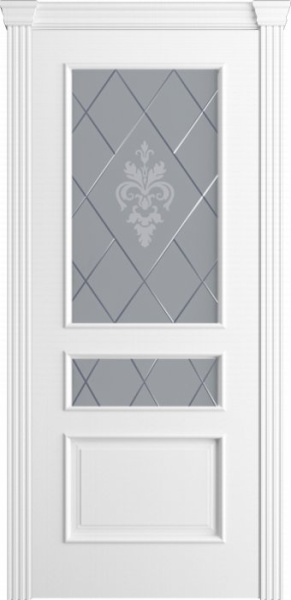 Дверь межкомнатная Порта Алекс Модерн2 Белоснежная эмаль, стекло софия светлое