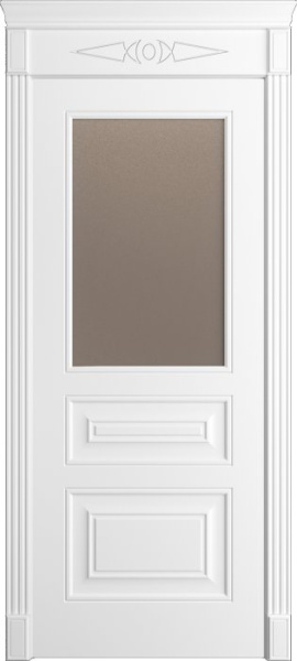 Дверь межкомнатная Порта Алекс Нео 12 Белоснежная эмаль, стекло сатин бронза