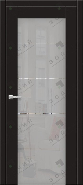 Дверь межкомнатная ЗОДЧИЙ ИТАЛЬЯНО 5 ПВХ ПО Шагрень черная