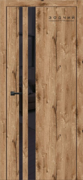 Дверь межкомнатная ЗОДЧИЙ СИТИ В3 ПО Дуб бомонт лофт стекло Лакобель черный