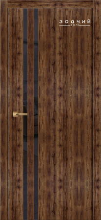 Дверь межкомнатная ЗОДЧИЙ СИТИ В2 ПО Дуб бомонт лофт стекло Лакобель черная