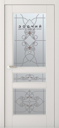 Дверь межкомнатная ЗОДЧИЙ АФРОДИТА 3 ПВХ ПО Шагрень айриш стекло светлое матированное