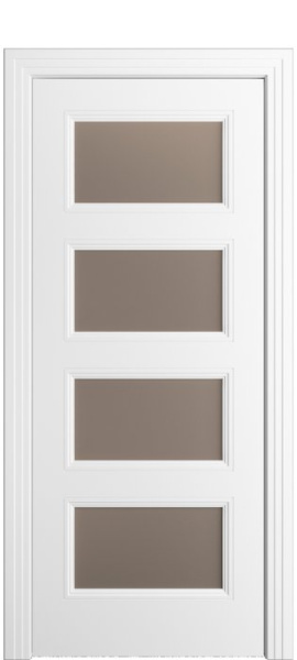 Дверь межкомнатная Порта Алекс Нео 5 Белоснежная эмаль, стекло сатин бронза